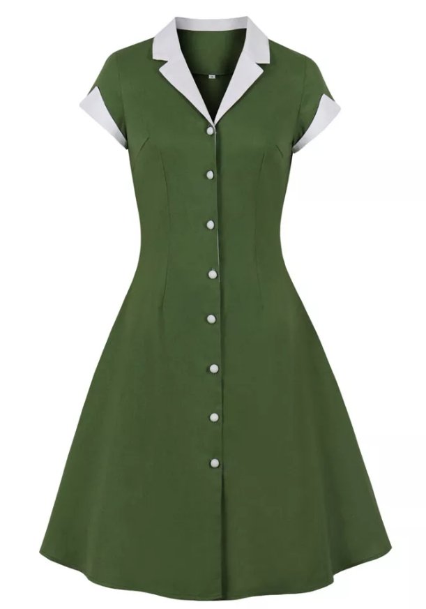 Vintage 50s Rockabilly Dress Green
