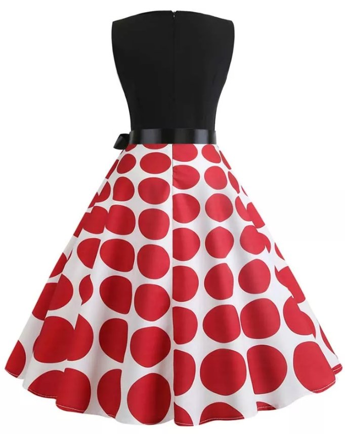 Vintage Red And Black Rockabilly Dress
