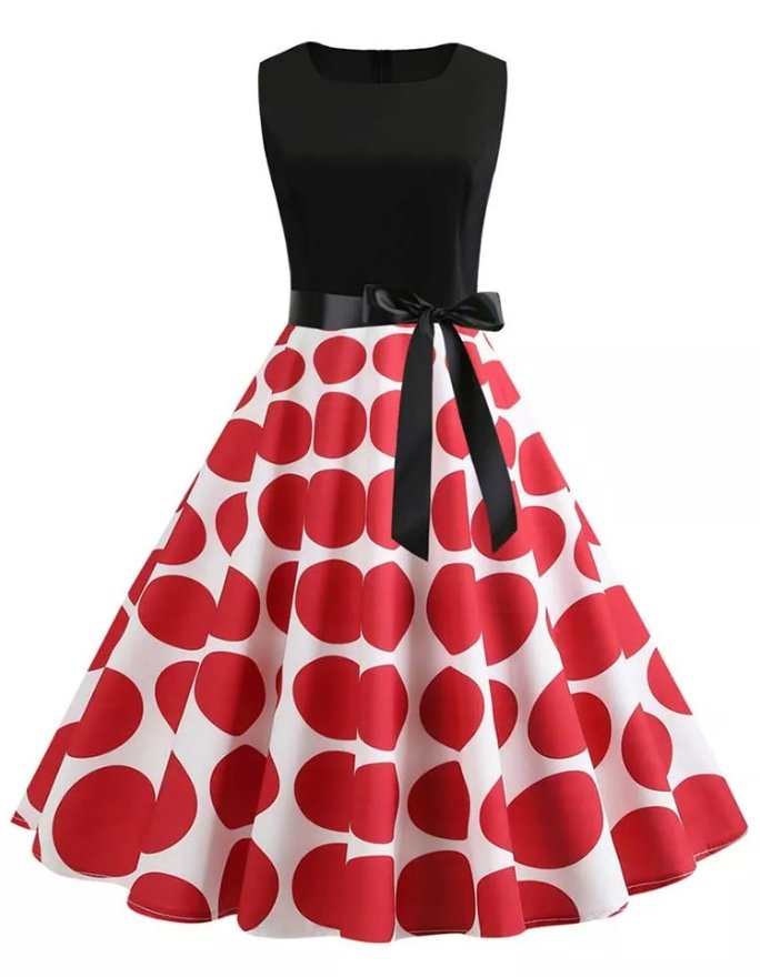 Vintage Red And Black Rockabilly Dress