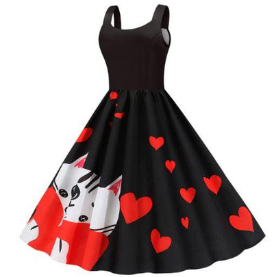 Cat Valentine's Day Vintage Dress