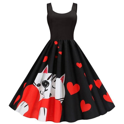 Cat Valentine's Day Vintage Dress