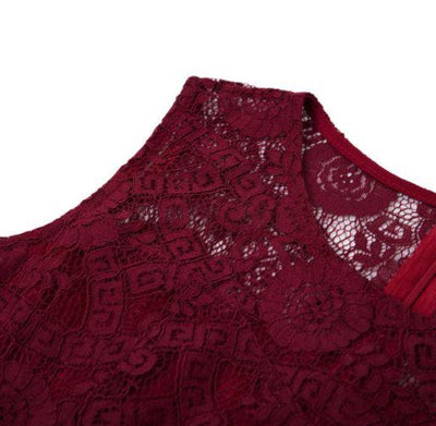 Burgundy Vintage Chic Evening Dress