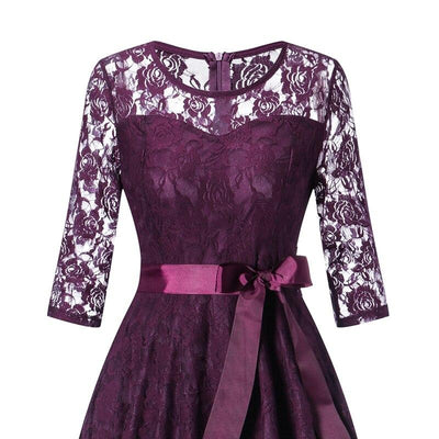 Vintage Purple Long Sleeve Evening Dress