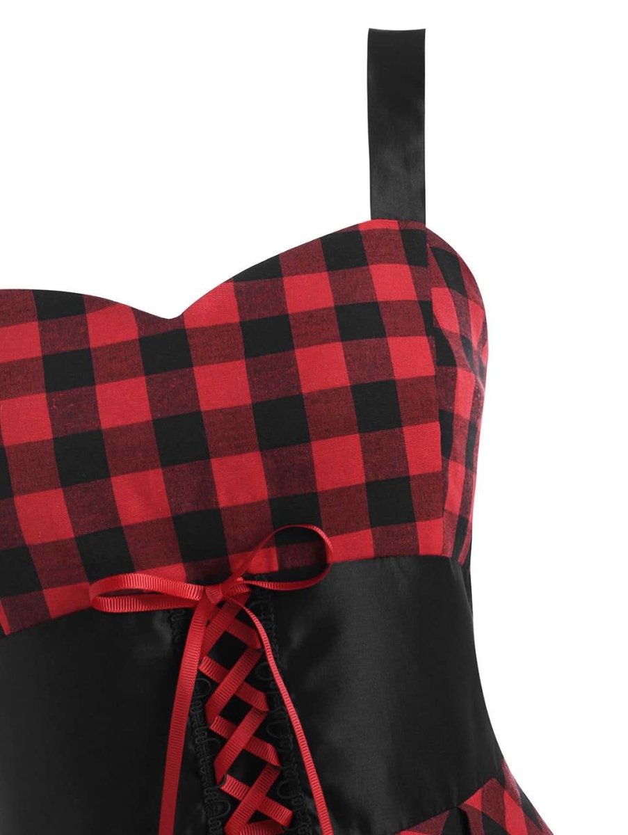 Checked High Waisted Vintage Dress