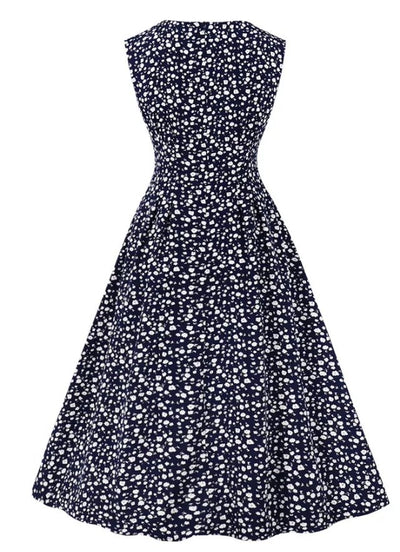 Navy High Waisted Vintage Dress