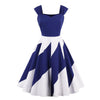 Slim Waist Vintage Dress Blue