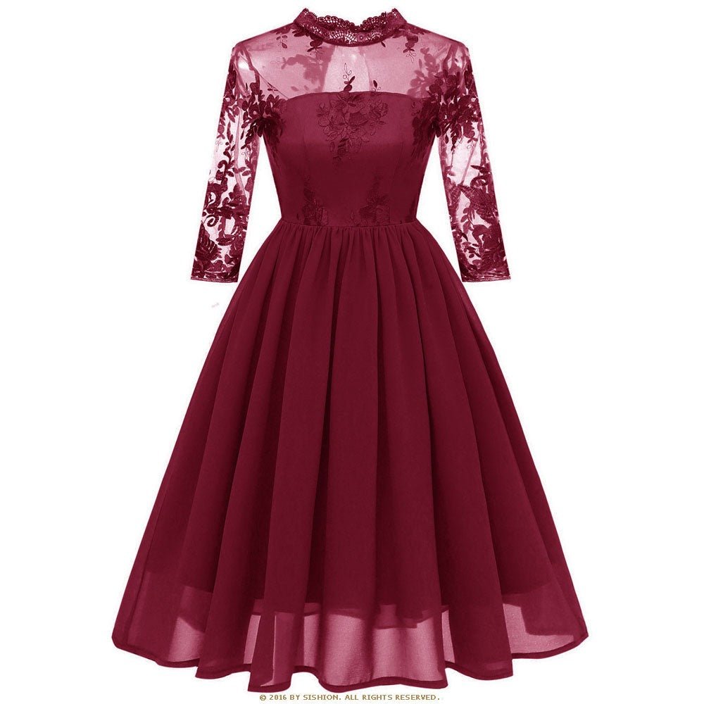 Burgundy Voile Vintage Dress