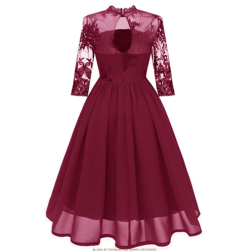 Burgundy Voile Vintage Dress