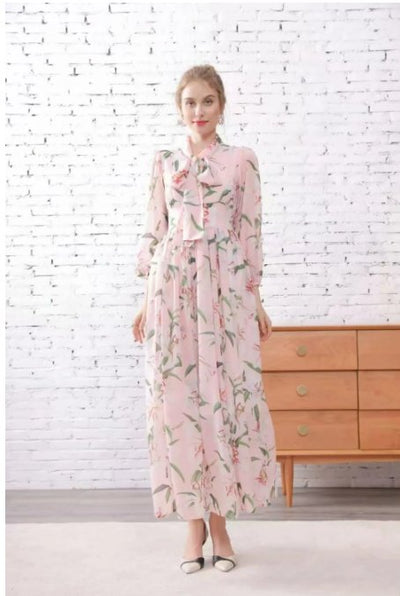 Long Dusty Pink Vintage Dress