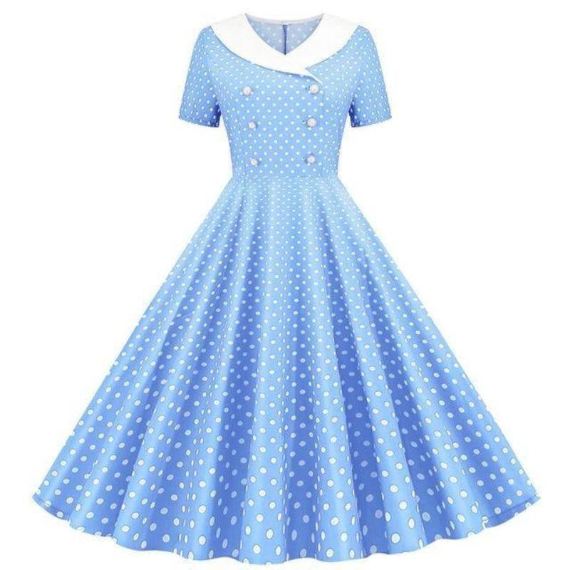 50s Sky Blue Polka Dot Dress