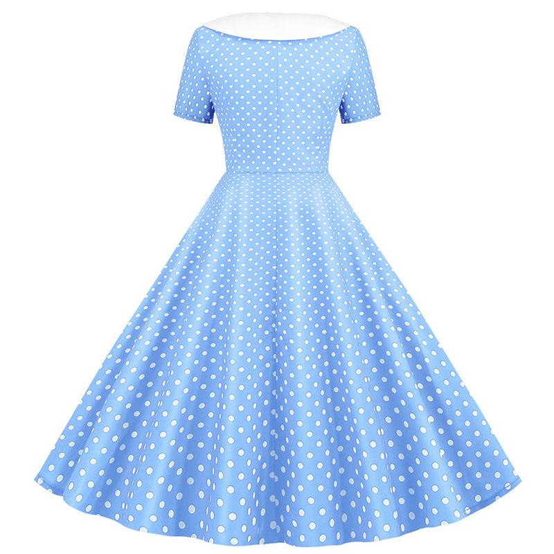 50s Sky Blue Polka Dot Dress