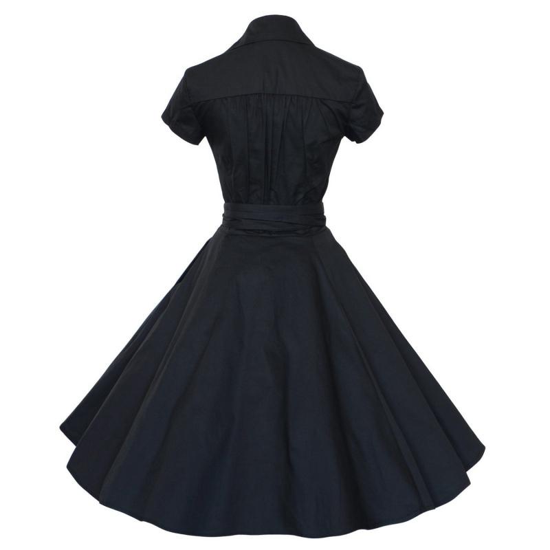 Plain Black 1950s Vintage Dress