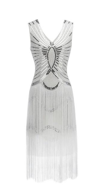 Vintage 1920s Art Deco Dress White