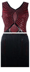Vintage 1920s Art Deco Burgundy Dress
