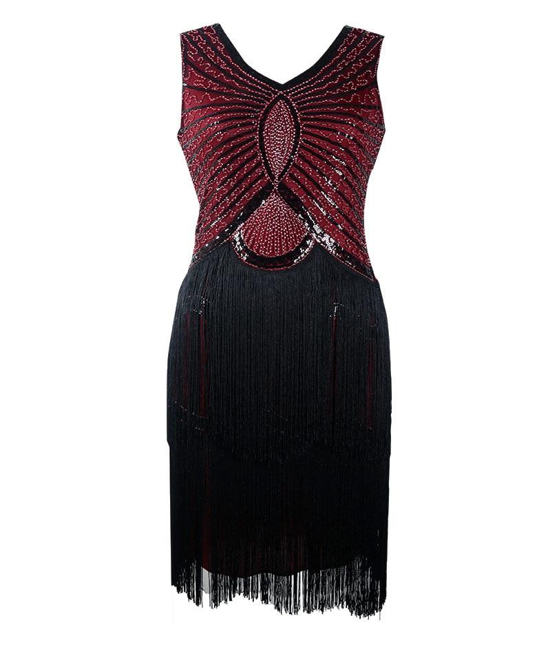 Vintage 1920s Art Deco Burgundy Dress