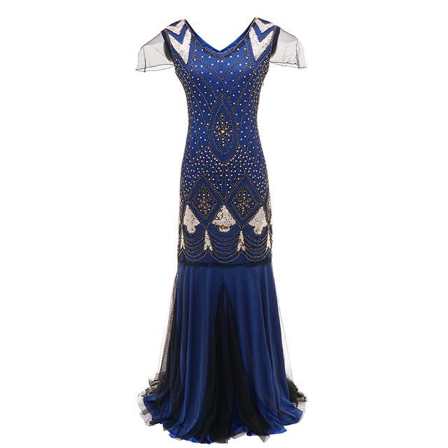 Charleston Vintage 1920s Dress Blue