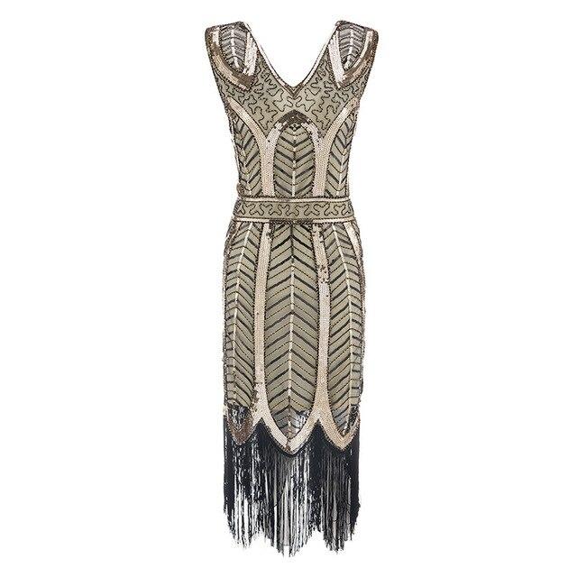 Gatsby 1920s Vintage Dress Beige