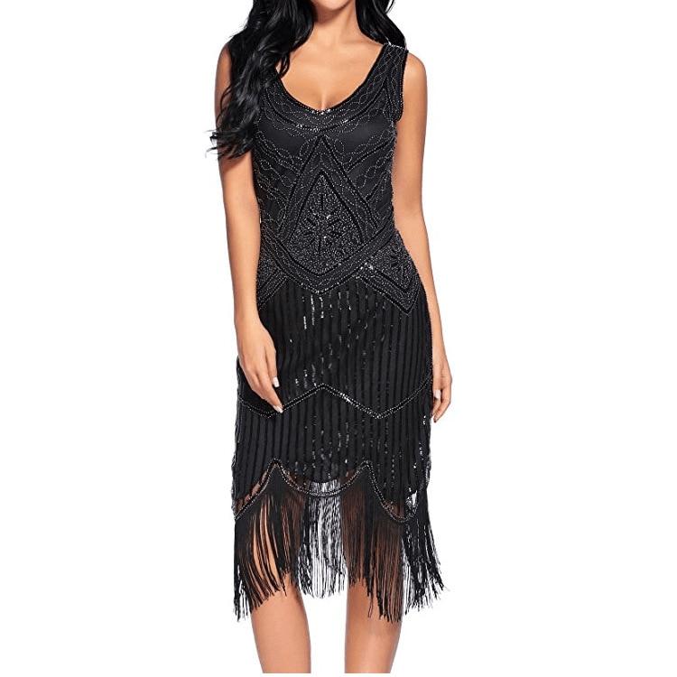 Vintage 1920s Gatsby Dress Black