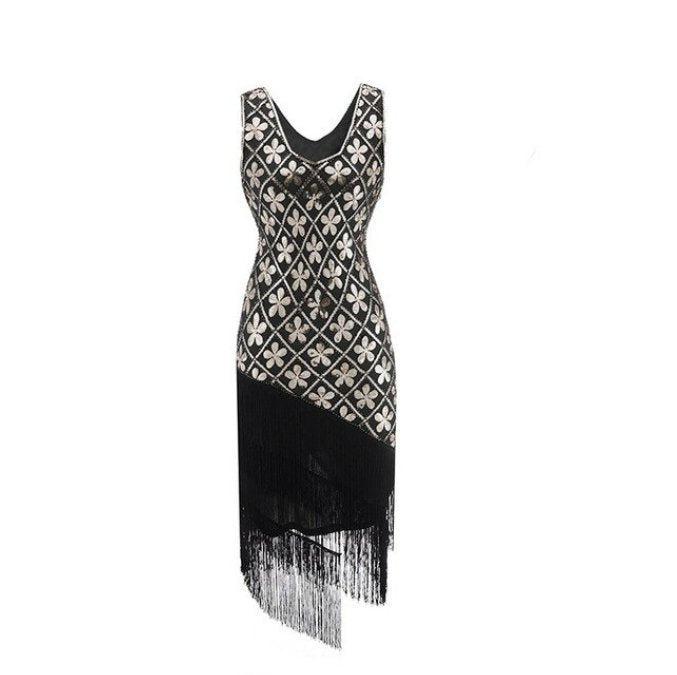 Gold Plus Size 1920s Vintage Dress