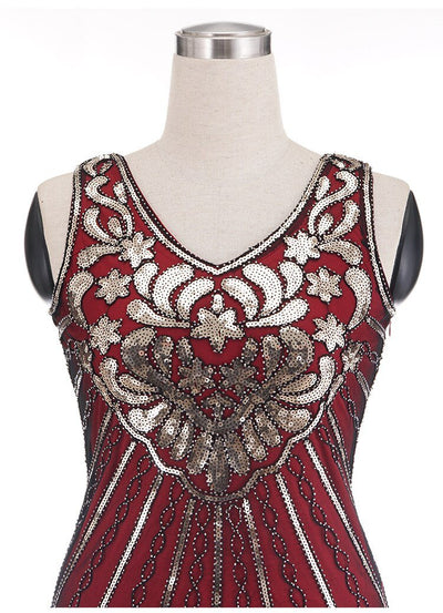 Red Plus Size 1920s Vintage Dress