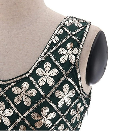 Green Gold Plus Size 1920s Vintage Dress