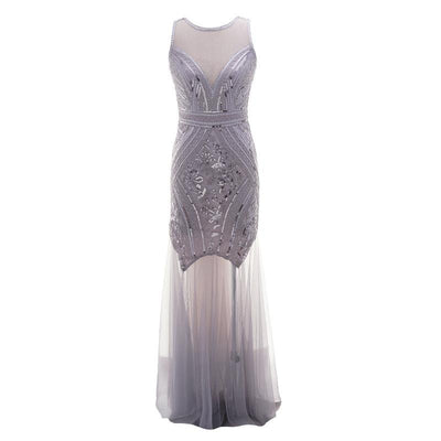 Vintage 1920s Dress Long Gray