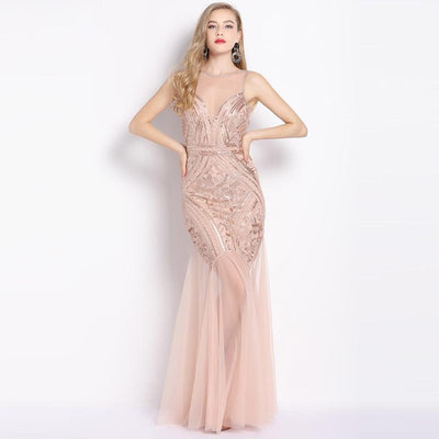 1920s Long Pink Vintage Dress