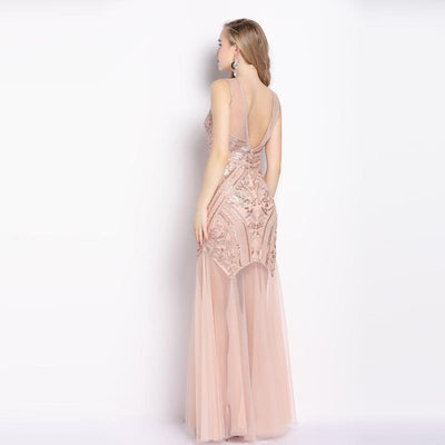 1920s Long Pink Vintage Dress