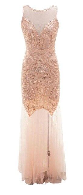 1920s Long Pink Vintage Dress