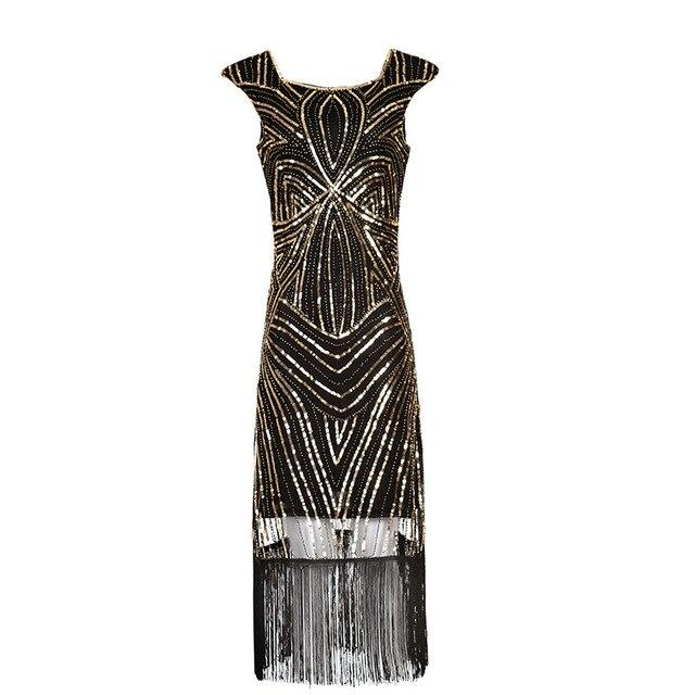 1920s Retro Black Gold Vintage Dress