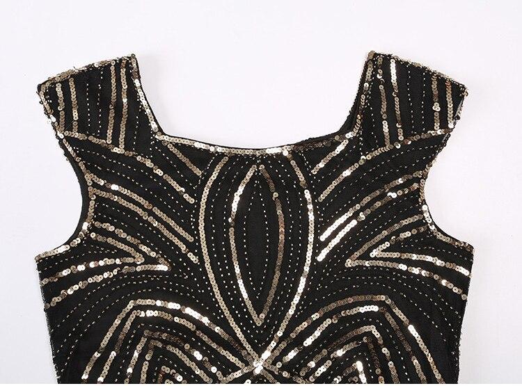 1920s Retro Black Gold Vintage Dress