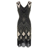 Black Gold Sequins 1920s Vintage Dress