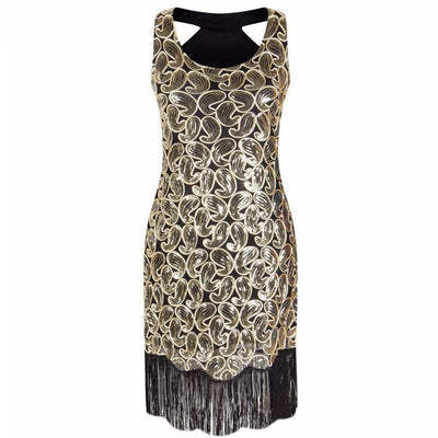 Sexy Black Gold 1920s Vintage Dress
