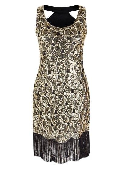 Sexy Black Gold 1920s Vintage Dress