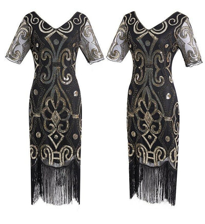 1920s Dress Gold Lace