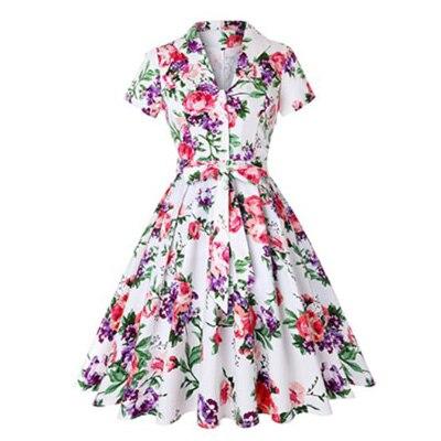 White Plus Size 60s Vintage Dress