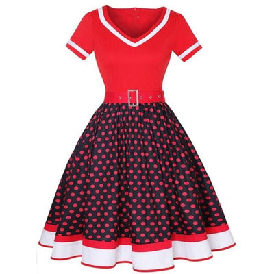 Red Plus Size V Vintage Dress