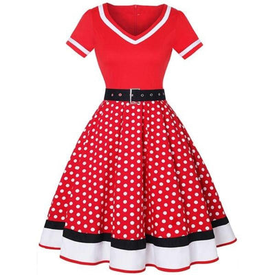 Plus Size V Red Vintage Dress