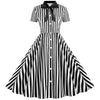 Vintage Retro Striped Dress Black