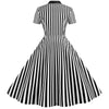 Vintage Retro Striped Dress Black