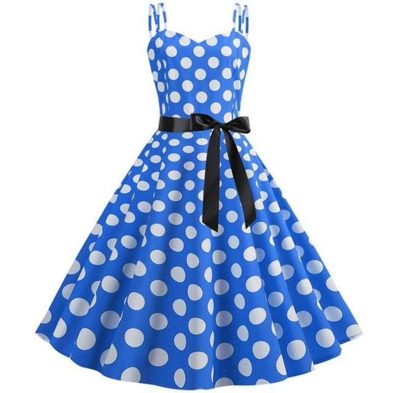 Vintage Blue Polka Dot Rockabilly Dress