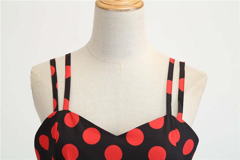 Vintage Rockabilly Dress Black Red Dots
