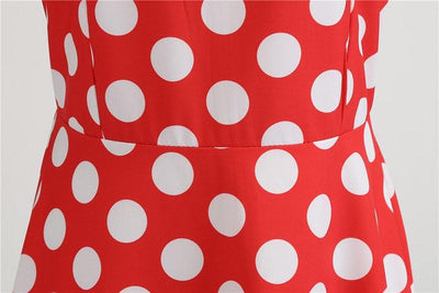 Vintage Red Rockabilly Dress With White Dots