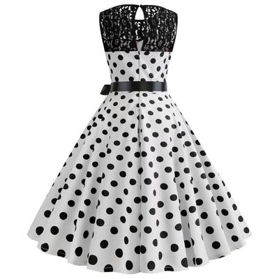 Hvid polka Dot blonde vintage kjole