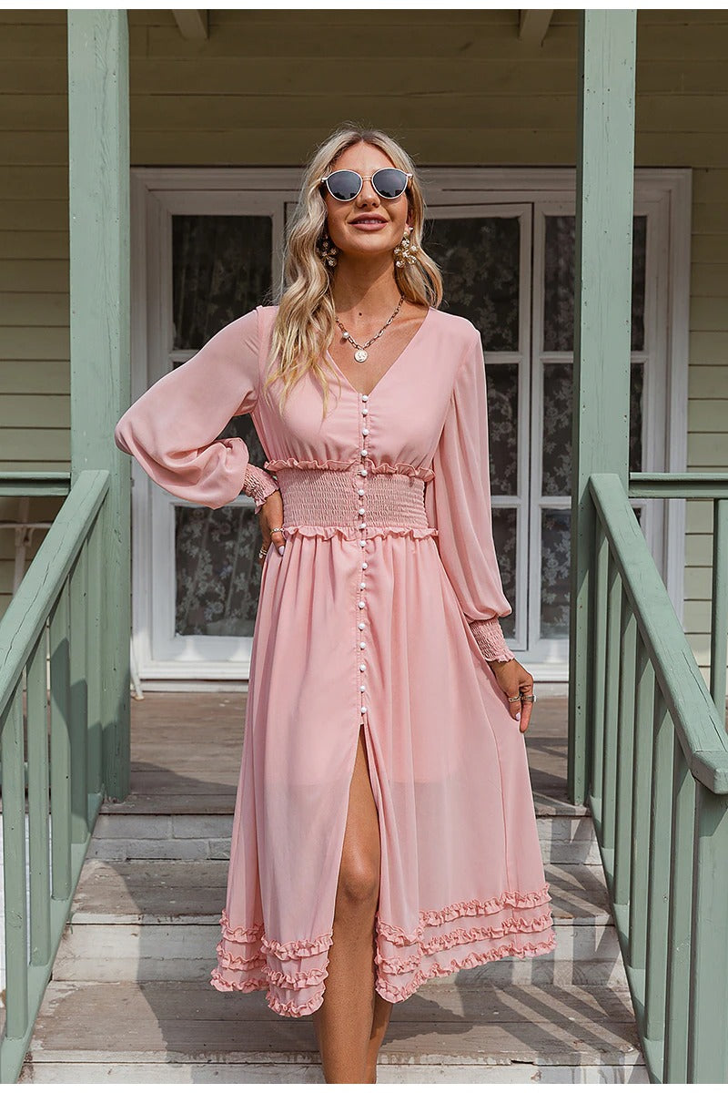 Vintage lang chiffon kjole