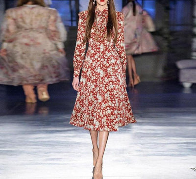 Vintage 40s Floral Dress Red