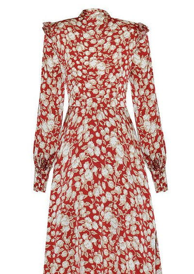 Vintage 40s Floral Dress Red