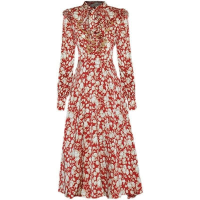 Vintage 40s Floral Dress Red