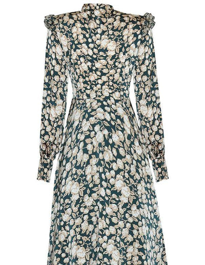 Vintage 1940s Floral Dress Green