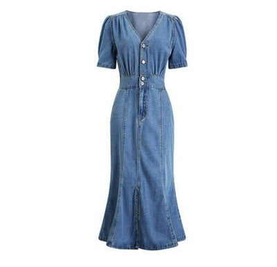 Vintage 40s Out-Fit Dress Blue